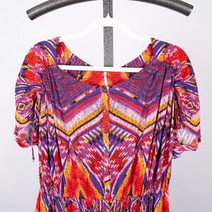 Free People Womens Size LARGE One Piece Romper Rainbow Psychedelic Festival Rave